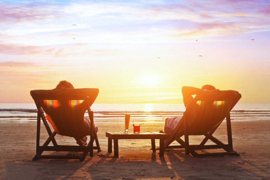 Couple relaxing on the beach